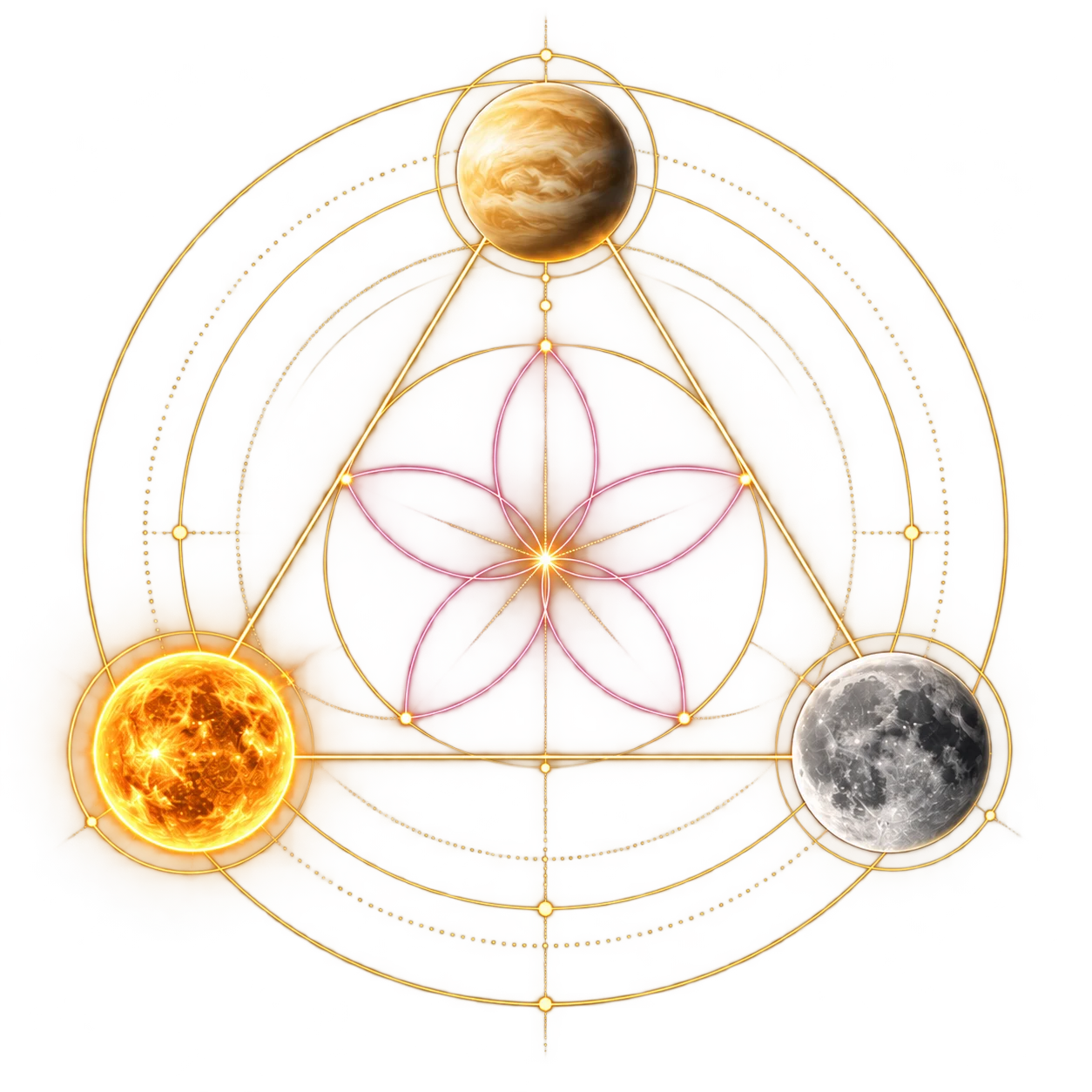 Venus, the Moon, and the Sun in LoveSigns’ visual triad